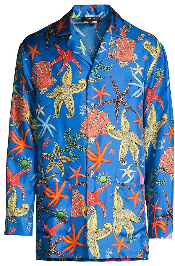 Versace Tresor de la Mer Silk Pajama Shirt - ShopStyle Sleepwear Tops