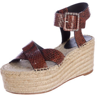 Celine Snakeskin Espadrille Platform Sandals