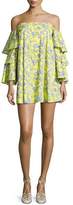 Thumbnail for your product : Caroline Constas Carmen Tiered Ruffle Sleeve Mini Dress, Yellow Pattern