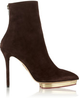 Thumbnail for your product : Charlotte Olympia Deborah suede platform ankle boots
