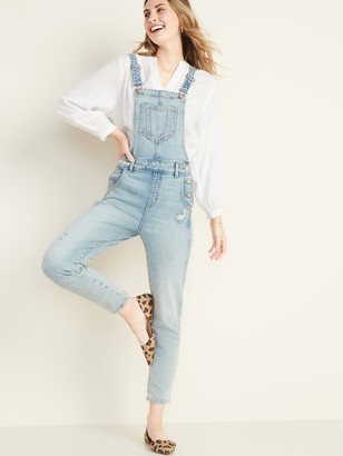 Old Navy Distressed Jean Overalls for Women - ShopStyle