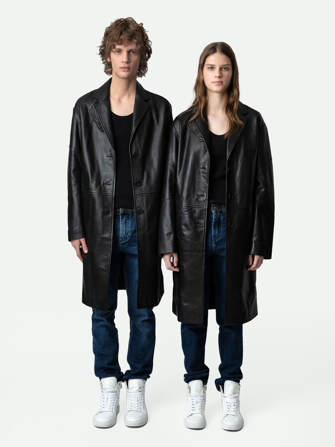 コート Zadig & Voltaire Macari Buttoned Leather Coat Zadig&Voltaire Macari Buttoned Leather Coat | Black