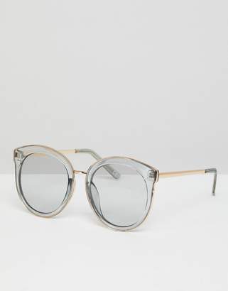 ASOS Oversized Round Preppy Fashion Sunglasses With Light Smoke Frame & Lens