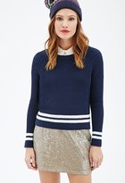 Thumbnail for your product : Forever 21 FOREVER 21+ Varsity-Striped Crew Neck Sweater