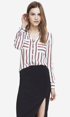 Express Ivory Outlined Stripe Portofino Shirt