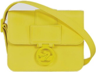Longchamp Yellow Canvas and Leather Crossbody Bag Longchamp