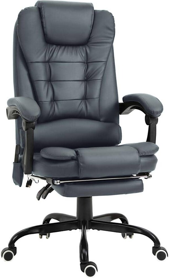 Vinsetto Blue 7-Point Faux Leather Vibrating Massage Office Chair, High Back Executive with Lumbar Support