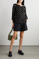 Thumbnail for your product : See by Chloe Metallic Fil Coupé Silk-blend Crepon Blouse - Black