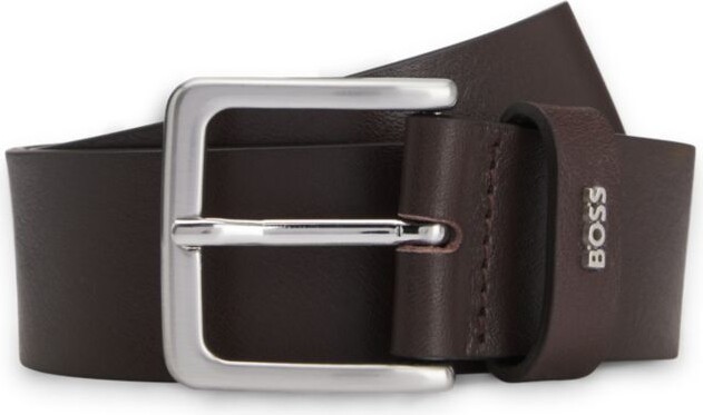 Leather belt with logo keeper