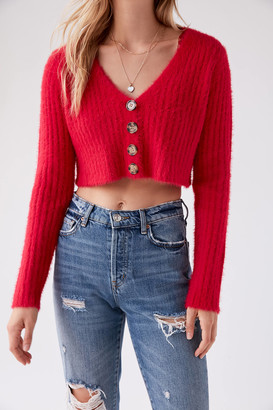 rochelle fuzzy cropped cardigan