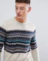 Thumbnail for your product : Pull&Bear fair isle jumper in ecru