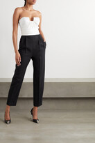 Thumbnail for your product : Alexander McQueen Strapless Two-tone Ruched Wool-blend And Silk-satin Jumpsuit - Black