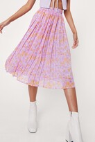 Thumbnail for your product : Nasty Gal Womens Chiffon Floral Print Pleated Midi Skirt - Purple - 10