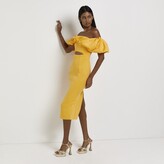 Thumbnail for your product : River Island Womens Yellow Bardot Bodycon Midi Dress