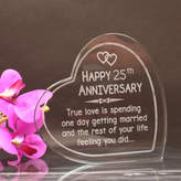 Thumbnail for your product : GiftsOnline4U Personalised Glass Block Anniversary Heart Design