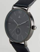 Thumbnail for your product : ASOS Minimal Watch In Black And Gunmetal With Sub Dial