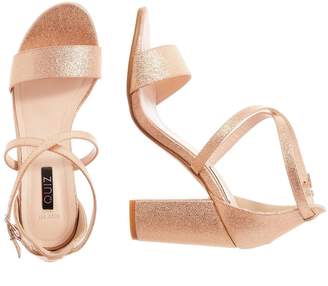 Quiz Wide Fit Rose Gold Faux Leather Cross Strap Heeled Sandals