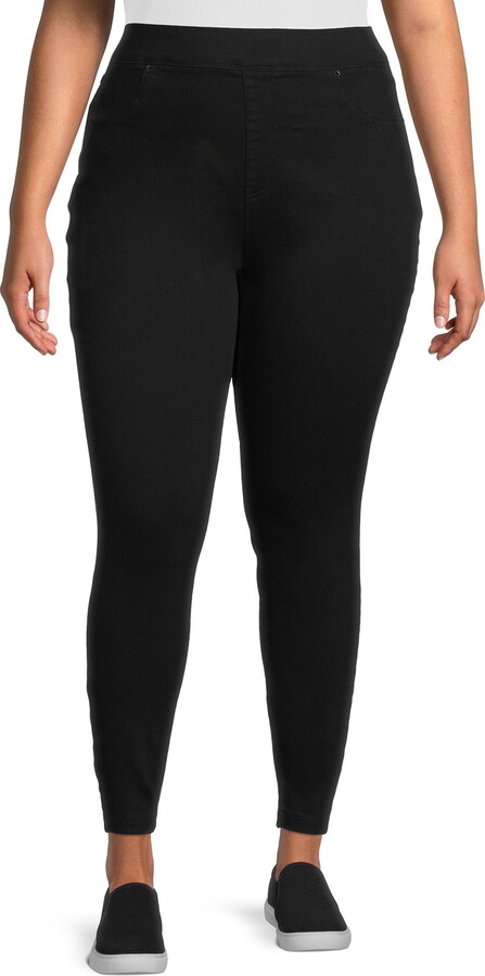 Terra & Sky Women’s Plus Size Jeggings, 28″ Inseam, Sizes 0X-5X, Single and 2-Pack