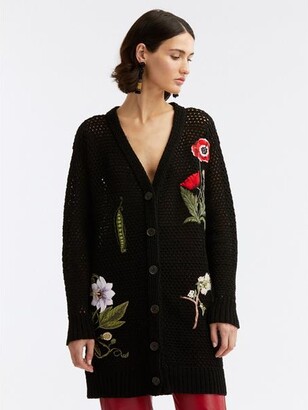 ODLR Floral Embroidered Crochet Cardigan