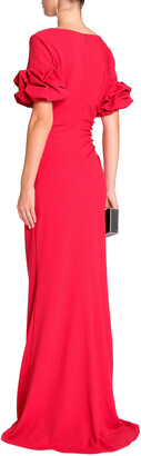 Badgley Mischka Ruffled Fluted Crepe Gown