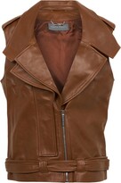 Sleeveless Zipped Leather Jacket 