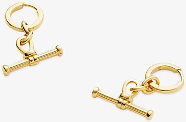 Missoma Womens Ridge T-Bar 18ct Yellow Gold-Plated Brass Huggie Drop Earrings