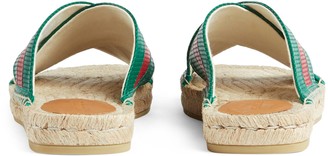 Gucci Men's leather slide sandal with Web