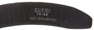 Gucci Silver-Tone Buckle Leather Belt