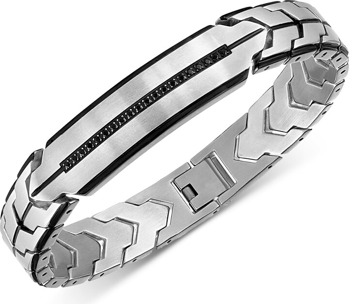 Esquire Men's Jewelry Black Diamond Chevron Link Bracelet (1/4 ct. t.w.) in Stainless Steel Created for Macy's