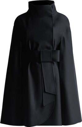 AtelierMaregaMask Black Wool Cape for Women with Hood - Black Cloak, Handmade in Venice, Italy - Very Warm M01