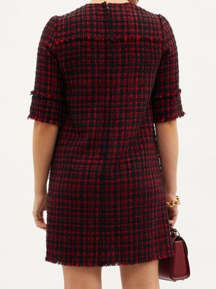 Dolce & Gabbana Patch-pocket Wool-tweed Shift Dress - Black Red