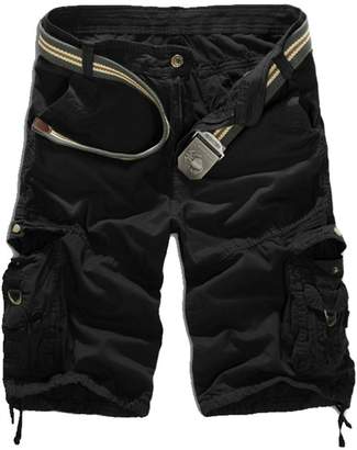 Elonglin Mens Casual Cargo Shorts Multi Pockets Capri Pants 34 (Asian 36)