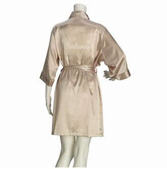 Lillian Rose Champagne Satin Bridesmaid Robe, Online Only