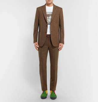Noah Brown Slim-Fit Donegal Wool-Tweed Suit Jacket
