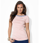 Thumbnail for your product : Lauren Ralph Lauren Chambray Striped Boatneck Tee