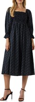 Thumbnail for your product : ENGLISH FACTORY Floral Smocked Long Sleeve Midi Dress