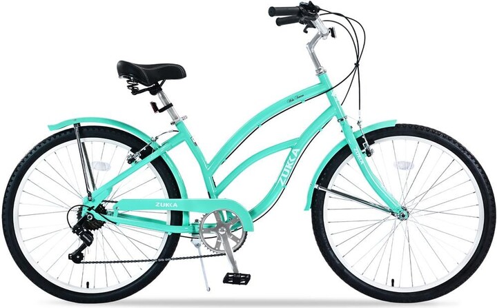 Zeus & Ruta 26 in. 7-Speed Mint Green Women and Men Beach Cruiser Bike