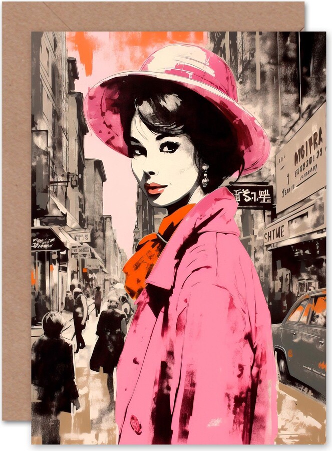 Artery8 Retro Aesthetic Vintage Fashion Woman Birthday Thank You Blank