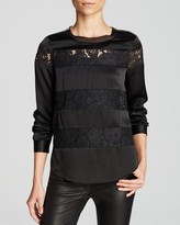 Thumbnail for your product : Rebecca Taylor Top - Silk Lace Stripe