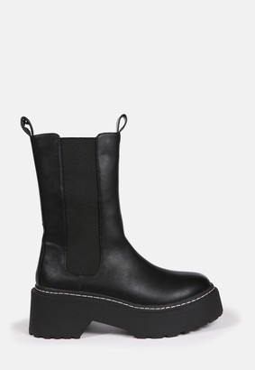 Missguided Black Pull On Chunky Ankle Boots