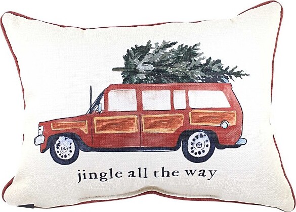 Little Birdie LittleBirdie19.0InchJingleAllTheWayPillowChristmasStationWagonTreeHomeDecor(1PC)