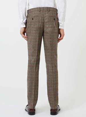 Topman Brown Check Skinny Fit Suit Pants