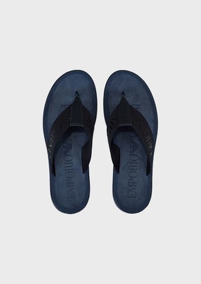 Emporio Armani Flip-Flops With Fabric Straps With Tone-On-Tone Logo
