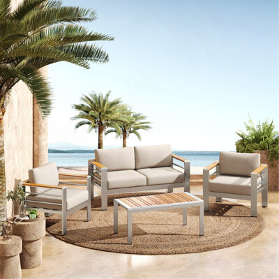 Hokku Designs Cora Outdoor Patio Aluminum 4PCS CHAT SET