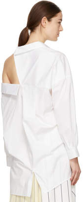 Enfold White Twisted Off-the-Shoulder Shirt