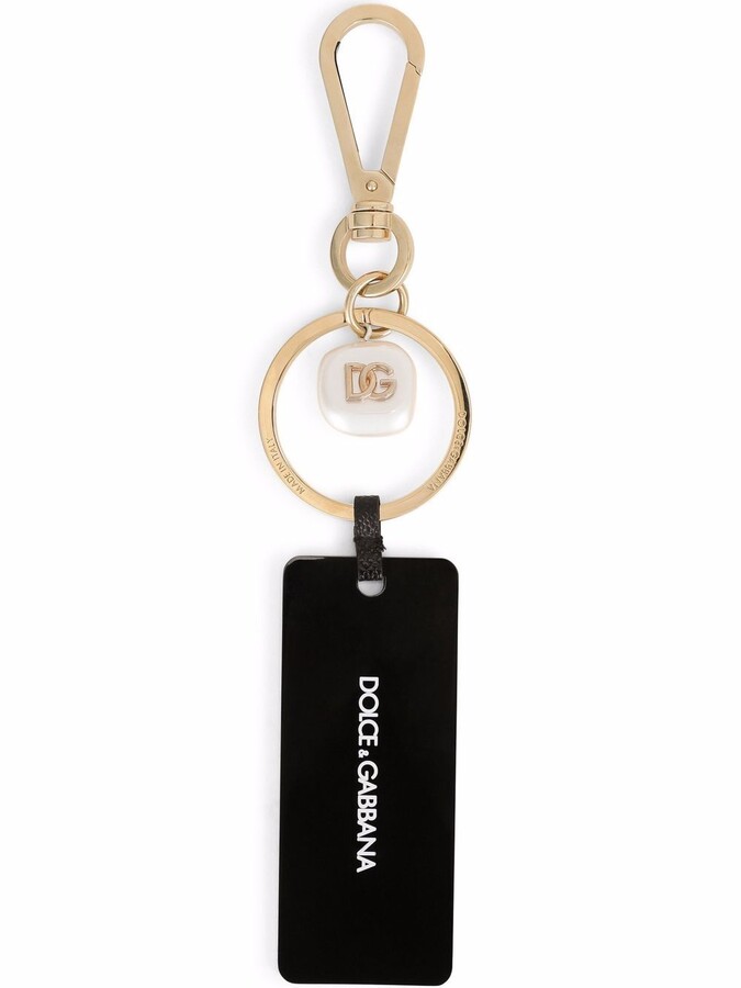 DOLCE & GABBANA Silver Brass Blue Leather Branded Finder Chain Keyring RRP $260