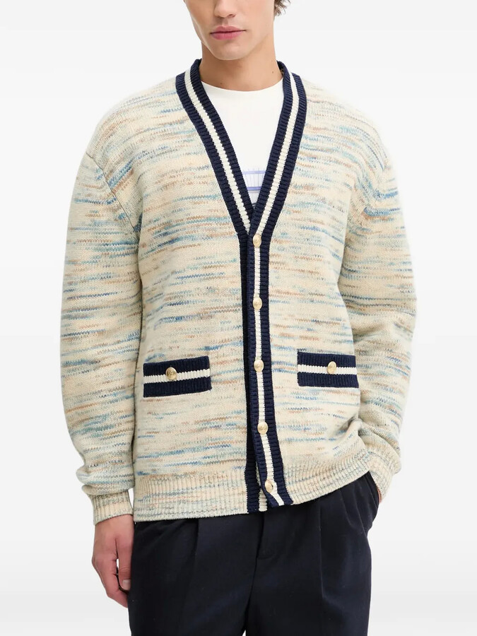 Drôle De Monsieur Mouliné Striped-Trim Cardigan