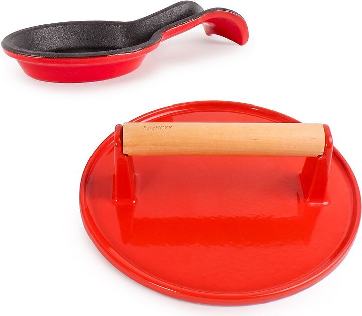 Berghoff Neo 2 pc Cast Iron Spoon Rest and Steak Press Set