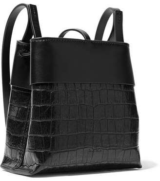 Kara Nano Tie Matte And Croc-effect Patent-leather Shoulder Bag - Black