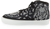 Thumbnail for your product : Alexander McQueen Lace & Skull-Print High-Top Sneaker, Black/White